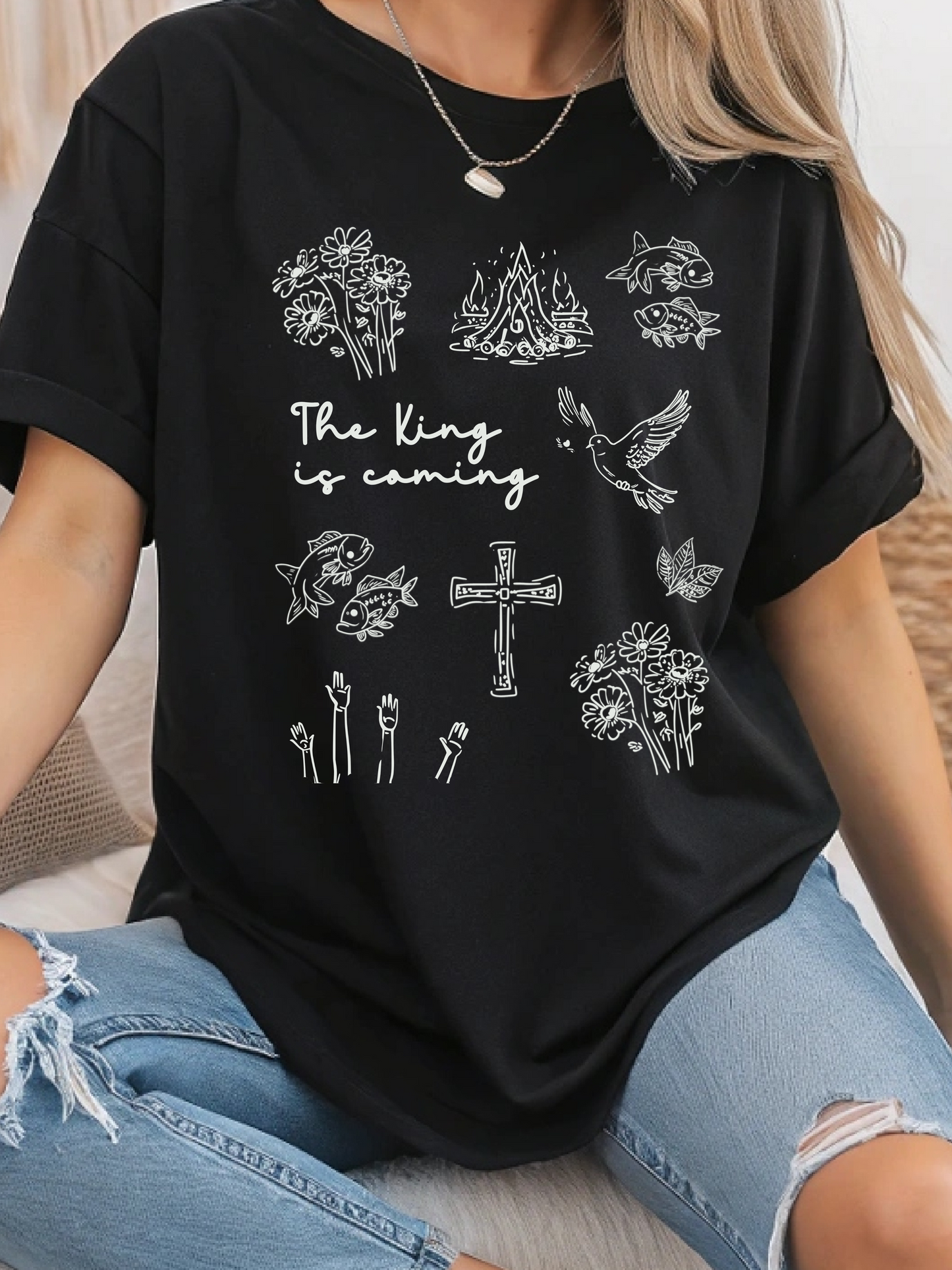 The King is Coming Minimalist Line Art Collage