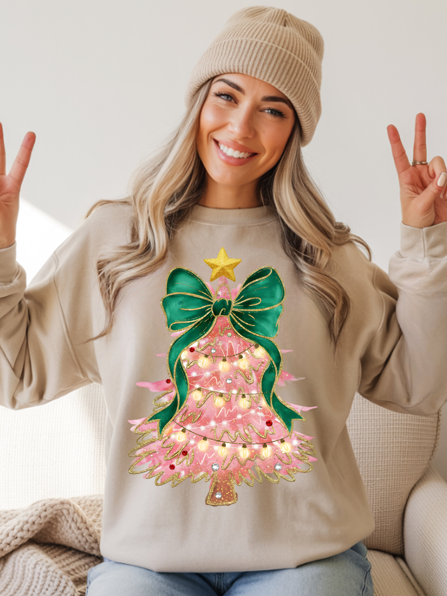 Preppy Pink and Green Christmas Tree