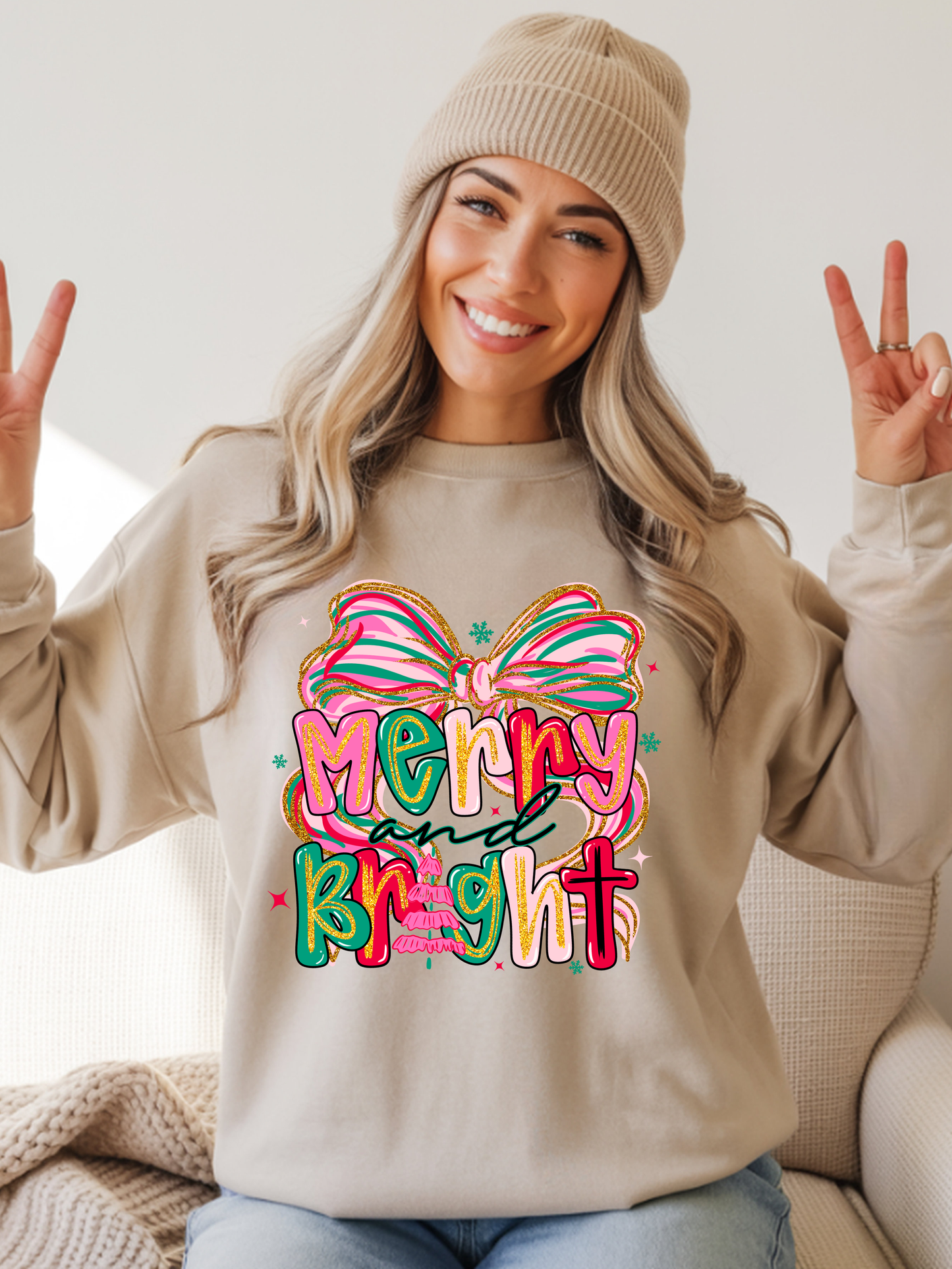 Merry & Bright Paint Strokes With Bow