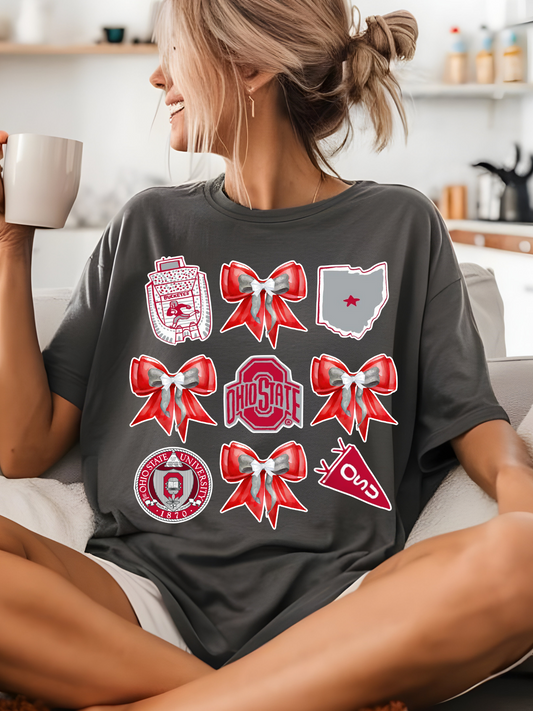Ohio State Football Game Day Coquette PNG Digital Download
