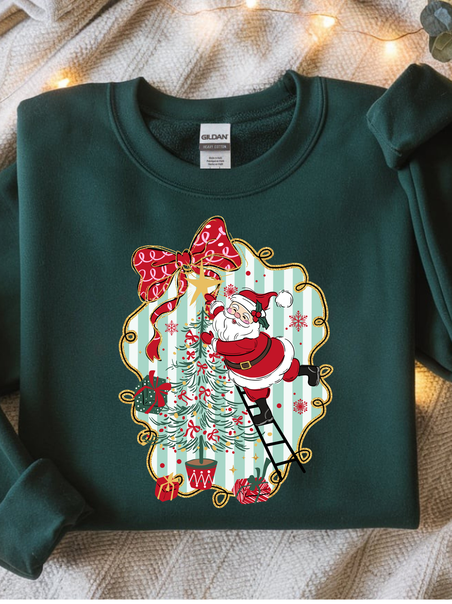 Vintage Preppy Santa Christmas Tree Frame