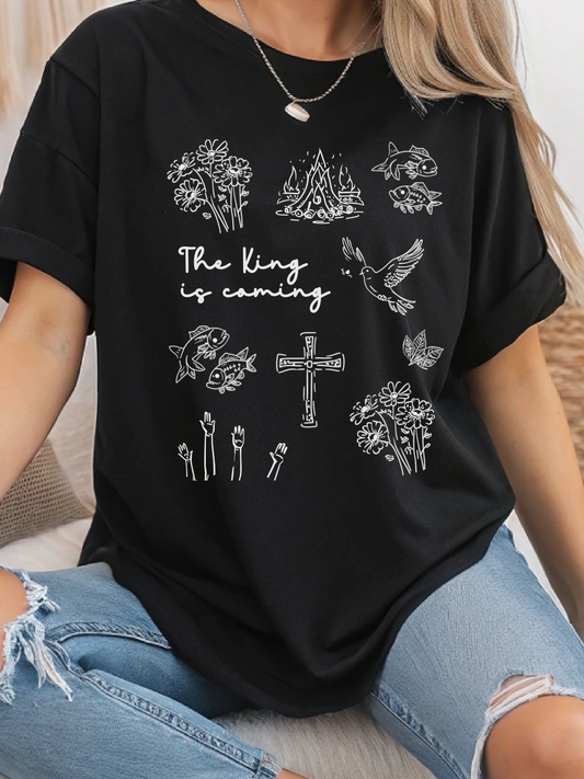 The King is Coming Minimalist Line Art Collage