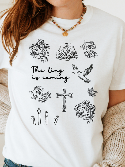 White The King is Coming Minimalist Line Art Collage