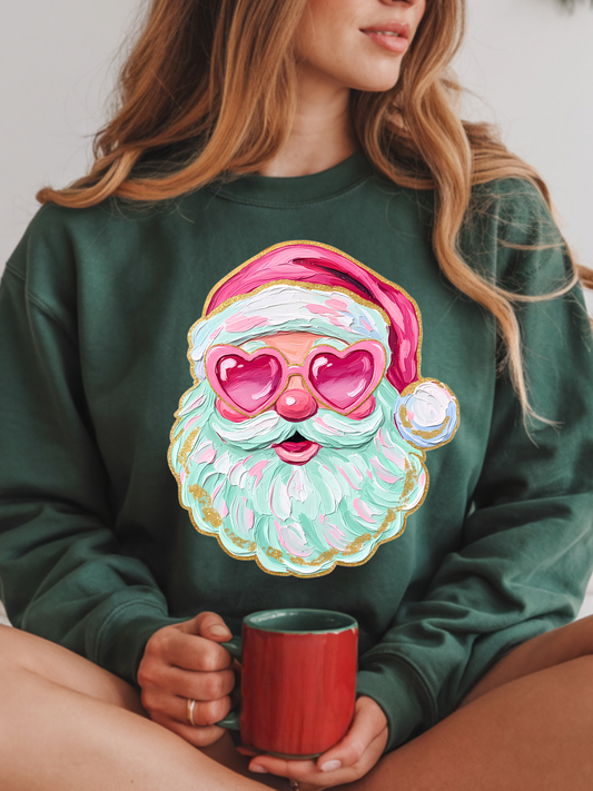 Painted Santa Face With Heart Eyes
