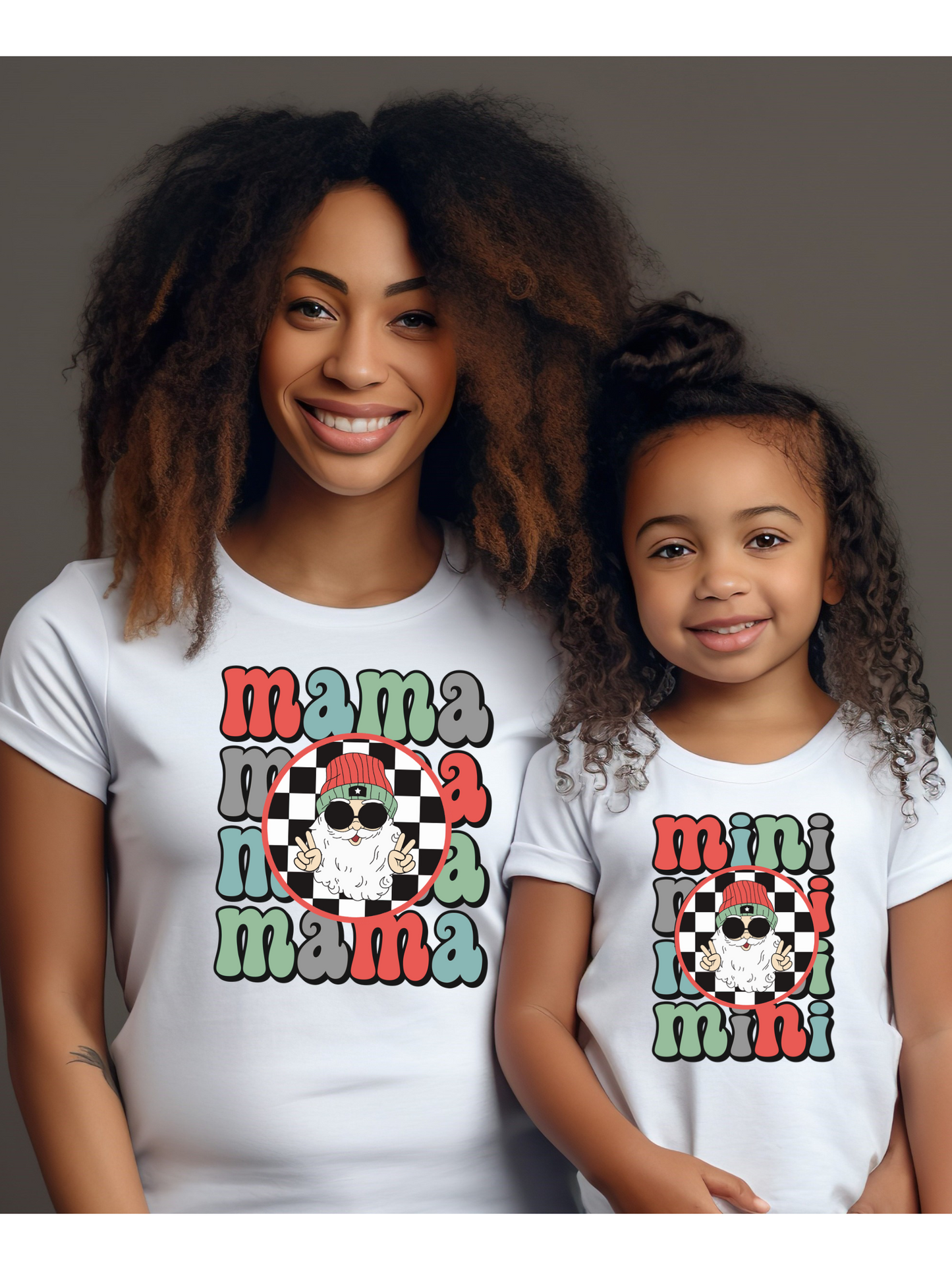 Checkered Print Santa Clause Face Mama