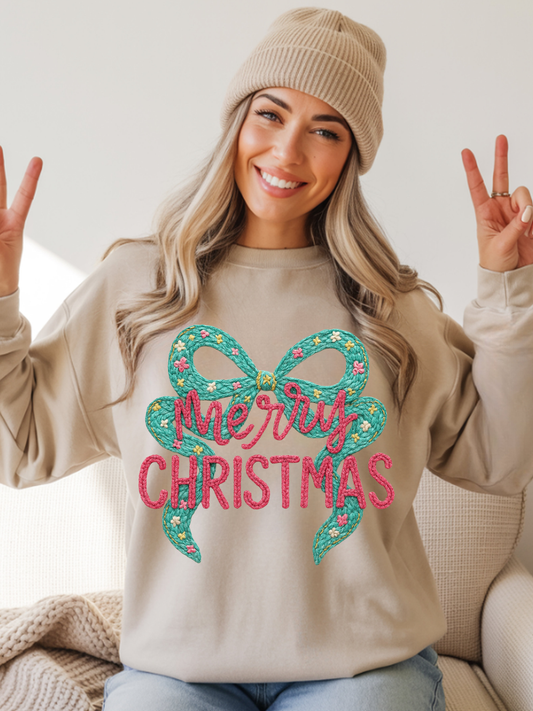 Crochet Merry Christmas With Bow