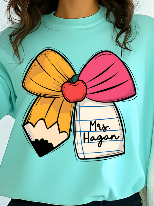 Custom Teacher School Bow With Name