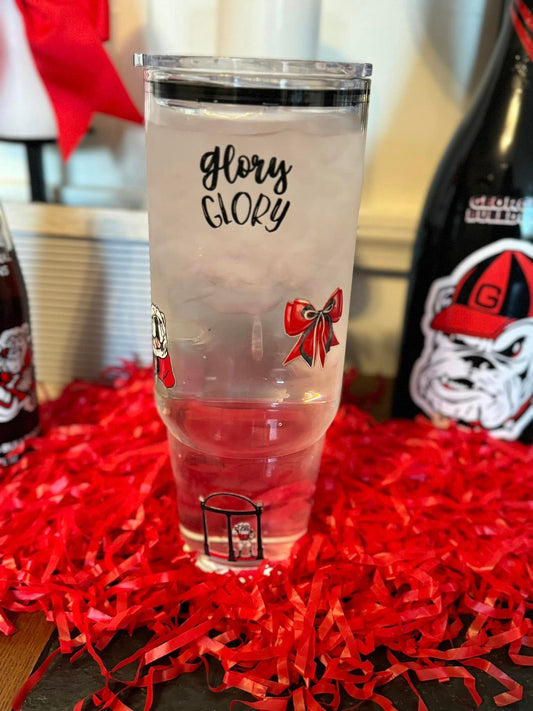 Custom 40 0z Glass Cup With Bamboo and Plastic Lid Metal and Plastic Straw